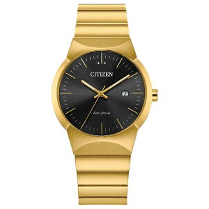 yz V`Y fB[X rv ANZT[ Citizen Women's Eco-Drive Modern Axiom Gold Tone Stainless Steel Black Dial Bracelet Watch Gold