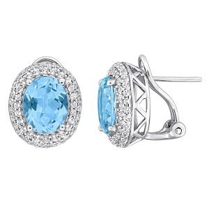 Xe O[X fB[X ANZT[ sAXECO Stella Grace Sterling Silver Sky Blue Topaz & White Topaz Double Halo Earringsterling Silver Vo[