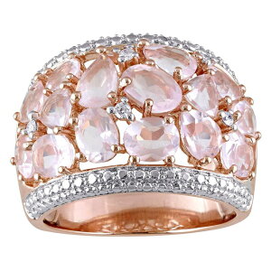 yz Xe O[X fB[X O ANZT[ Stella Grace 18k Rose Gold Over Silver Rose Quartz & Diamond Accent Floral Ring Rose Tone