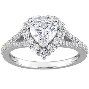 �X�e�� �O���[�X ���f�B�[�X �A�N�Z�T���[ �����O Stella Grace Sterling Silver 1-1/2 Carat.W. Lab-Created Moissanite Heart Halo Ring Sterling �V���o�[