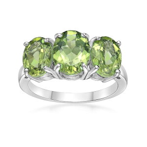 Gemminded ���f�B�[�X �A�N�Z�T���[ �����O Gemminded Sterling Silver Peridot 3-Stone Oval Ring Sterling �X�g�[��