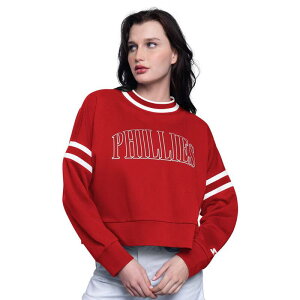 �X�^�[�^�[ ���f�B�[�X �g�b�v�X T�V���c �X�E�F�b�g �N���b�v�h Women'startered Philadelphia Phillies Power Play Cropped Pullover Sweatshirt Phl Red ���b�h