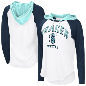 �W�[�X���[ �t�H�[�n�[ �o�C �J�[�� �o���N�X ���f�B�[�X �g�b�v�X T�V���c �p�[�J�[ Women's G-III 4Her by Carl Banks White Seattle Kraken VIP Raglan Long Sleeve Hoodie T-Shirt Krk White �z���C�g