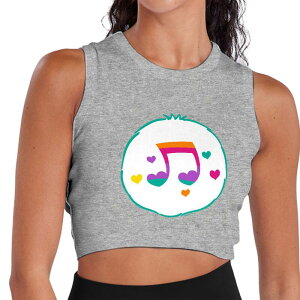 �A�j���L�����N�^�[ ���f�B�[�X �g�b�v�X T�V���c �N���b�v�h Licensed Character Juniors' Care Bears Heart Song Magicropped Tank Grey �O���[