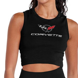�A�j���L�����N�^�[ ���f�B�[�X �g�b�v�X T�V���c �N���b�v�h Licensed Character Juniors' Chevrolet Corvette Legacy Cropped Tank Black �u���b�N