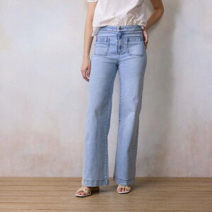 LC Lauren Conrad ���f�B�[�X �{�g���X �f�j���p���c ���C�h���b�O Women's LC Lauren Conrad Super High Rise Wide Leg Denim Trousersuperlight Wash �f�j��