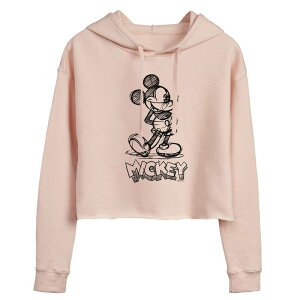 �f�B�Y�j�[ ���f�B�[�X �g�b�v�X T�V���c �N���b�v�h �p�[�J�[ Disney's Mickey Mouse Juniors' Sketch Cropped Hoodie Pink �s���N