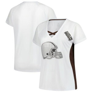 �t�@�i�e�B�N�X ���f�B�[�X �g�b�v�X T�V���c V�l�b�N �v���X�T�C�Y ���[�X Women's Fanatics White Cleveland Browns Plusize Glitter Lace-Up V- Neck T-Shirt Brn White �z���C�g