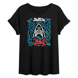 �A�j���L�����N�^�[ ���f�B�[�X �g�b�v�X T�V���c Licensed Character Juniors' Jaws Doodles Oversized Tee Black �u���b�N