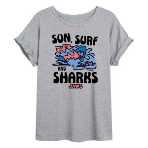 �A�j���L�����N�^�[ ���f�B�[�X �g�b�v�X T�V���c Licensed Character Juniors' Jaws Oversized Tee Heather Gray �O���[