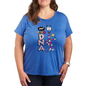 �A�j���L�����N�^�[ ���f�B�[�X �g�b�v�X T�V���c �v���X�T�C�Y �O���t�B�b�N Licensed Character Plusize Jurassic Park Bingo Dino DNA Graphic Tee Heatheroyal Blue �w�U�[