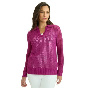 �W�F�V�J�����h�� ���f�B�[�X �A�E�^�[ �j�b�g�E�Z�[�^�[ �|���V���c �v���X�T�C�Y Jessica London Women's Plusize Pullover Crochet Polo Raspberry