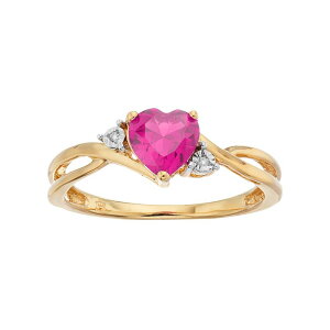 �A���u�����f�b�h ���f�B�[�X �A�N�Z�T���[ �����O Unbranded 10k Gold Lab-Created Pink Sapphire & Diamond Accent Swirl Heart Ring Pink �s���N