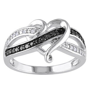 Xe O[X fB[X ANZT[ O Stella Grace Sterling Silver 1/8 Carat.W. Black & White Diamond Infinity Heart Ring Sterling Silver Vo[