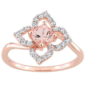 Xe O[X fB[X ANZT[ O t[ t[ Stella Grace 18k Rose Gold Over Silver Morganite & White Topaz Floral Ring 18k Rose Plated zCg