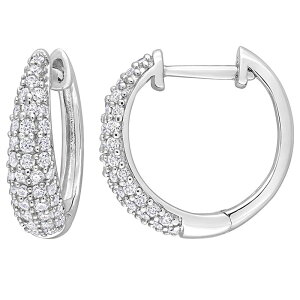 Xe O[X fB[X ANZT[ sAXECO Stella Grace Sterling Silver 2/5 Carat.W Lab-Created Moissanite Hoop Earringsterling Vo[