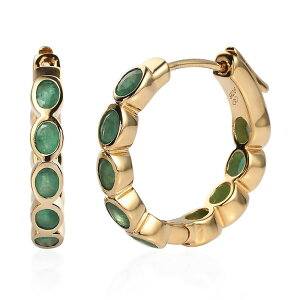 Aufbh fB[X ANZT[ sAXECO Unbranded 14k Gold Over Silver Natural Emerald Inside Out Hoop Earrings Emerald Gh