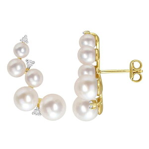 Xe O[X fB[X ANZT[ sAXECO Stella Grace 18k Gold Over Silver White Topaz & Freshwater Cultured Pearl Climber Earrings Gold Tone S[h