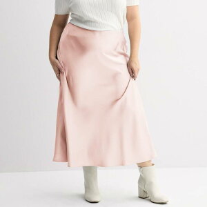yz GXI[ fB[X XJ[g {gX Juniors' Plus Size SO Satin Bias Maxi Skirt Light Pink