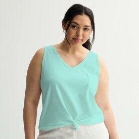 【送料無料】 エスオー レディース Tシャツ トップス Juniors' Plus Size SO Relaxed V-Neck Pocket Tank Top Swept Away