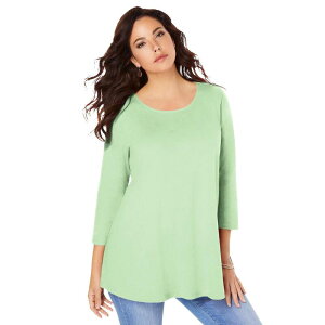 ���A�}���Y ���f�B�[�X �g�b�v�X T�V���c �v���X�T�C�Y Roaman's Women's Plusize Three Quarter Sleeve Swing Ultimatee Green Mint �O���[��