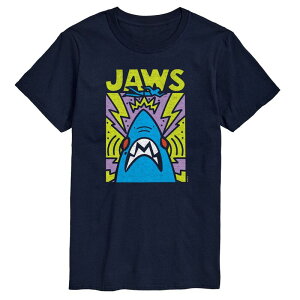 �A�j���L�����N�^�[ �����Y �g�b�v�X T�V���c �O���t�B�b�N Licensed Character Men's Jaws Poster Doodles Graphic Tee Navy �l�C�r�[