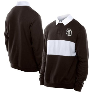 �j���[�G�� �����Y �g�b�v�X T�V���c �|���V���c �J���[�u���b�N Men's New Era Dark Brown San Diego Padres Throwback Prep Colorblock Rugby Polo Padark B �u���E��