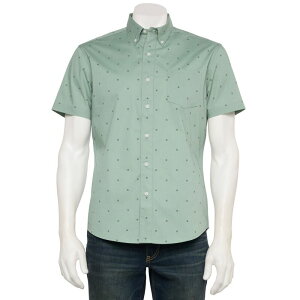 yz \m} Y TVc gbvX Men's Sonoma Goods For Life Adaptive Short Sleeve Perfect Length Shirt Green Astro Geo