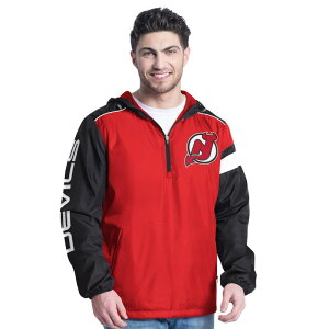 �J�[�� �o���N�X �����Y �g�b�v�X T�V���c �W���[�W�[ �p�[�J�[ �W���P�b�g Men's G-III Sports by Carl Banks Red/Black New Jersey Devils Lateral Half-Zip Hoodie Jacket Nhl Red ���b�h