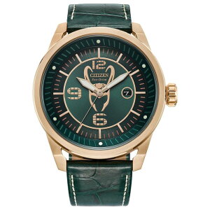 yz V`Y Y rv ANZT[ Citizen Eco-Drive Men's Marvel Loki Green Leather Strap Watch Green