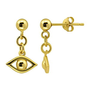 yz Aleure Precioso fB[X sAXECO ANZT[ Aleure Precioso Gold Over Sterling Silver Evil Eye Drop Charm Earrings Gold Tone