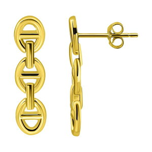 Aleure Precioso fB[X ANZT[ sAXECO Aleure Precioso Sterling Silver Triple D Link Chainickel Free Drop Earrings Gold Tone S[h