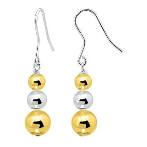 Aleure Precioso fB[X ANZT[ sAXECO Aleure Precioso Sterling Silver 4 mm 6 mm & 8 mm Polished Beadrop Earrings Gold Tone S[h