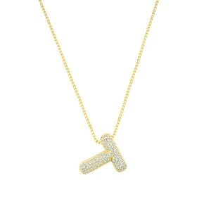 yz AhjA fB[X lbNXE`[J[Ey_ggbv ANZT[ Adornia 14k Gold Plated Pave Bubble Letter Necklace T