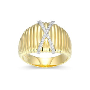 Aufbh fB[X ANZT[ O Unbranded 18k Gold and Rhodium Over Sterling Silver 1/8 Carat.W. Lab-Grown Diamond Fluted X Ringold Tone S[h