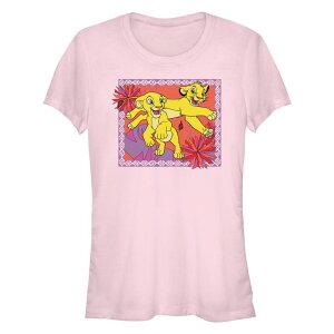 �f�B�Y�j�[ ���f�B�[�X �g�b�v�X T�V���c �O���t�B�b�N Disney's The Lion King Young Simband Nala Playing Juniors' Fitted Graphic Tee Light Pink �s���N