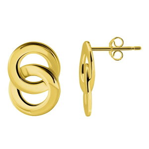 yz Aleure Precioso fB[X sAXECO ANZT[ Aleure Precioso Polished Double Interlocking Circles Post Earrings Gold Tone