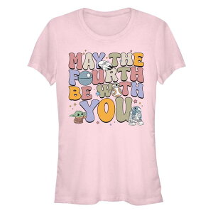 �X�^�[ �E�H�[�Y ���f�B�[�X �g�b�v�X T�V���c �O���t�B�b�N Juniors' Star Wars The Mandalorian May The Fourth Be With You Fitted Graphic Tee Light Pink �s���N