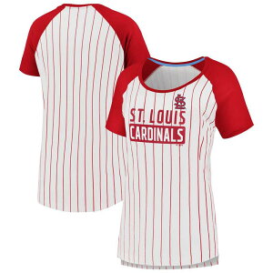 �t�@�i�e�B�N�X ���f�B�[�X �g�b�v�X T�V���c Women's Fanatics White St. Louis Cardinals Cooperstown Collection Iconic Pinstripe Raglan Scoop Neck T-Shirt Crd White �z���C�g