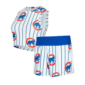 �A���u�����f�b�h ���f�B�[�X �A���_�[�E�F�A �i�C�g�E�F�A Unbranded Women's Conceptsport White Chicago Cubs Pinstripe Record Tank & Short Set Cub White �z���C�g