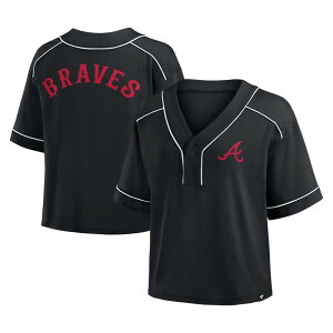�t�@�i�e�B�N�X ���f�B�[�X �g�b�v�X T�V���c V�l�b�N���b�v�h Women's Fanatics Black Atlanta Braves Oversized Champ Game Cropped V-Neck T-Shirt Brv Black �u���b�N