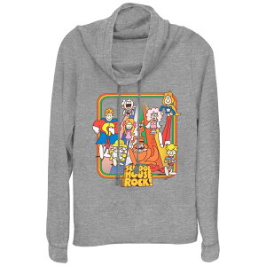 �f�B�Y�j�[ ���f�B�[�X �g�b�v�X T�V���c �O���t�B�b�N Disney'schoolhouse Rock! Rainbow Road Walk Character Collage Women's Cowlneck Graphic Lightweight Long Sleeve Gray Heather �O���[