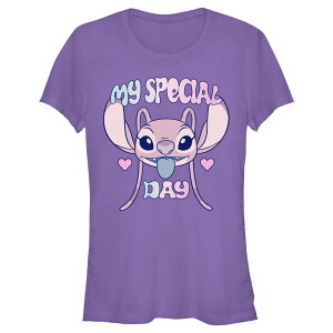 �f�B�Y�j�[ ���f�B�[�X �g�b�v�X T�V���c �O���t�B�b�N Disney's Lilo & Stitch Angel My Special Day Juniors' Fitted Graphic Tee Purple �p�[�v��