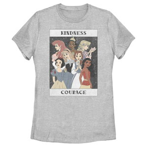 �f�B�Y�j�[ ���f�B�[�X �g�b�v�X T�V���c �O���t�B�b�N Disney Princess Ariel Tiana Rapunzel Snowhite Aurora Belle & Moana Kindness And Courage Portrait Juniors' Graphic Tee Athletic Heather �w�U�[