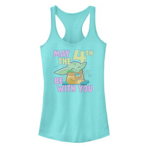 �X�^�[ �E�H�[�Y ���f�B�[�X �g�b�v�X T�V���c Juniors' Star Wars The Mandalorian The Child May The 4th Be With You Racerback Tank Top Cancun