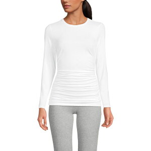 �����Y�G���h ���f�B�[�X �g�b�v�X T�V���c Women's Lands' End Power Performance Long Sleeve Fitted T-Shirt White �z���C�g