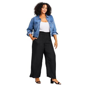 �A�x�j���[ ���f�B�[�X �{�g���X �J�W���A���p���c ���C�h���b�O �v���X�T�C�Y Avenue Women's Plusizelly Wide Leg Pull On Pant Black �u���b�N