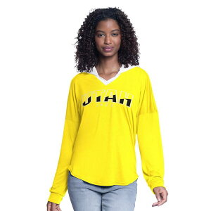 �W�[�X���[ �t�H�[�n�[ �o�C �J�[�� �o���N�X ���f�B�[�X �g�b�v�X T�V���c Women's G-III 4Her by Carl Banks Gold Utah Jazz Bench Player Oversized Long Sleeve Hooded Top Jaz Gold �S�[���h