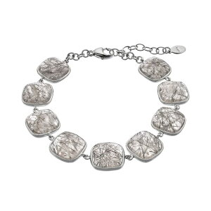 Aufbh fB[X ANZT[ uXbgEoOEANbg Unbranded Sterling Silver Black Rutilated Quartz Cabochon Bracelet Black ubN