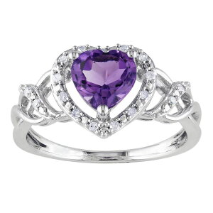 yz Xe O[X fB[X O ANZT[ Stella Grace Sterling Silver Amethyst & 1/10 Carat T.W. Diamond Open Heart Crossover Ring Sterling Silver